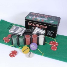 Набор для покера TEXAS HOLDEM POKER SET 200 фишек с Номиналом, Сукно, Коробка 