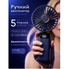 Мини-вентилятор с цифровым дисплеем и подставкой N15 Переносной ручной вентилятор с аккумулятором, 5 режимов скорости